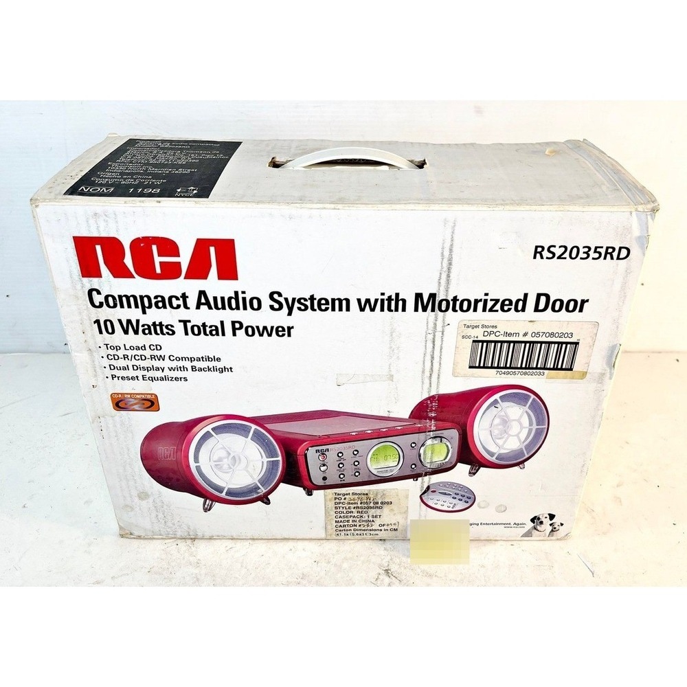 Vintage NOS RCA Compact Audio System RS2035RD New In Box Motorized Door 10 Watts